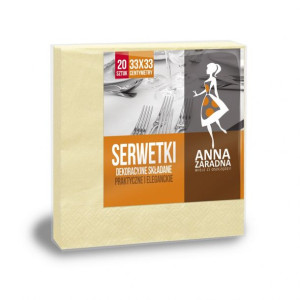 Serwetki Trójwarstwowe Składane 33x33 Cm Pastelowy Żółty 20 Szt