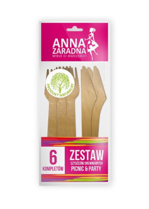 Zestaw Sztućców Drewnianych 6 Kompletów