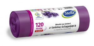 Worki Na Śmieci Z Taśmą Ściągającą Zapach Lawendy 120 L 10 Szt