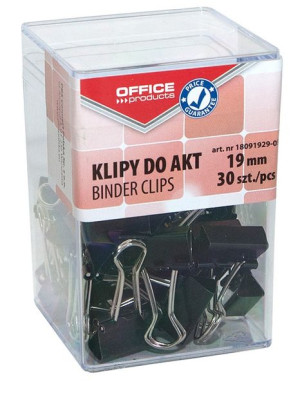 Klipy Do Dokumentów 19mm Czarny 30 Szt