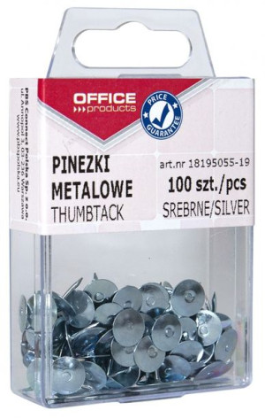 Pinezki Metalowe W Pudełku Srebrny 100 Szt