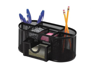 Przybornik Na Biurko Office Set Metalowy Z Szufladką Czarny