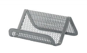 Stojak Na Wizytówki Office Set Metalowy Srebrny