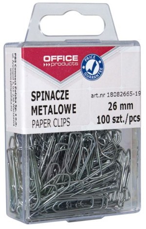 Spinacze Metalowe 26mm W Pudełku Srebrne 100 Szt