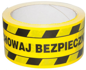 Taśma Ostrzegawcza Solvent Zachowaj Bezpieczny Odstęp 50mm 50m Żółto-czarna
