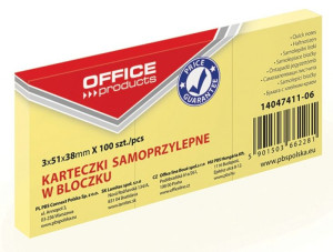 Bloczek Samoprzylepny 38x51mm 1x100 Kart. Pastel Jasnożółty 3 Szt