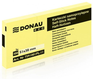 Bloczek Samoprzylepny Eco 38x51mm 1x100 Kart. Jasnożółty 36 Szt