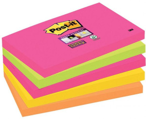 Karteczki Samoprzylepne Super Sticky 127x76mm 5x90 Kartek Neonowe