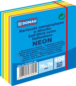 Kostka Samoprzylepna 76x76mm 1x400 Kart. Neon-pastel Mix Niebieski