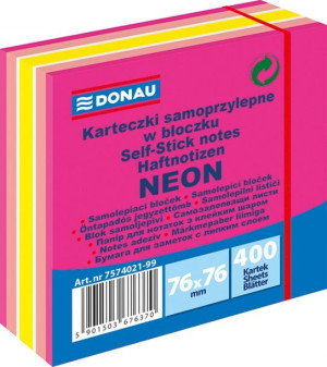 Kostka Samoprzylepna 76x76mm 1x400 Kart. Neon-pastel Mix Różowy