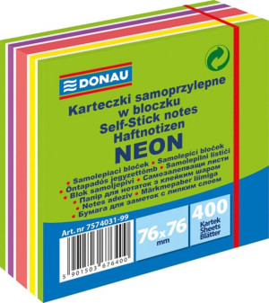 Kostka Samoprzylepna 76x76mm 1x400 Kart. Neon-pastel Mix Zielony