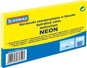 Bloczek Samoprzylepny 127x76mm 1x100 Kart. Neon Żółty