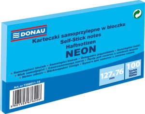 Bloczek Samoprzylepny 127x76mm 1x100 Kart. Neon Niebieski