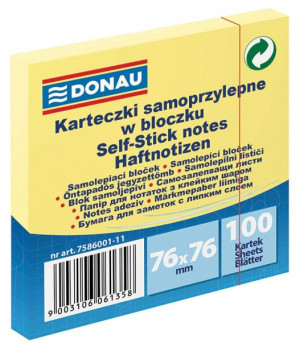 Bloczek Samoprzylepny 76x76mm 12x100 Kart. Jasnożółty