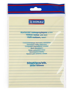 Bloczek Samoprzylepny 150x203mm W Linię 12x50 Kart. 75gsm Żółty