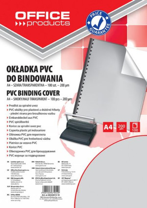 Okładki Do Bindowania Pvc A4 200mikr. 100szt. Szare Transparentne