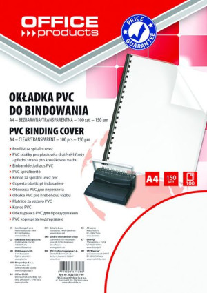 Okładki Do Bindowania Pvc A4 150mikr. 100szt. Transparentne