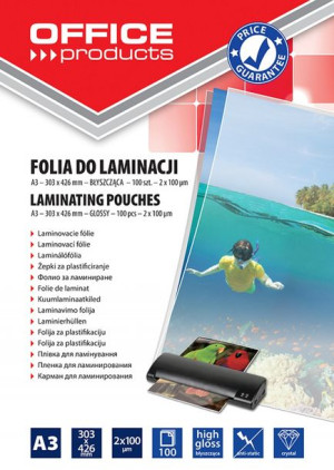 Folia Do Laminowania A3 2x100mikr. Błyszcząca 100szt. Transparentna