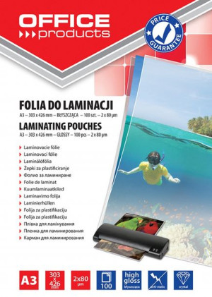 Folia Do Laminowania A3 2x80mikr. Błyszcząca 100szt. Transparentna