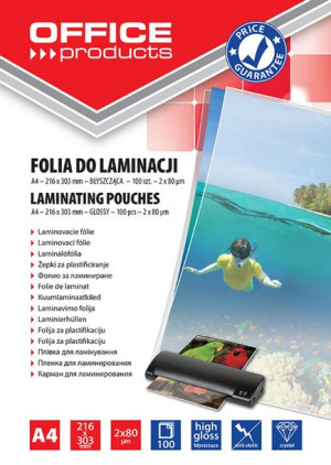 Folia Do Laminowania A4 2x80mikr. Błyszcząca 100szt. Transparentna