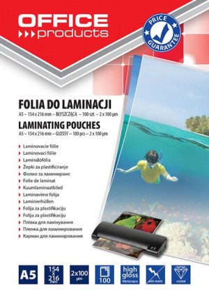 Folia Do Laminowania A5 2x100mikr. Błyszcząca 100szt. Transparentna