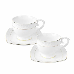Zestaw 2 Filiżanek Porcelanowych Ze Spodkami Etituda 280 Ml