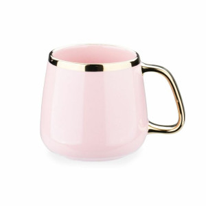 Kubek Porcelanowy Ze Złotym Uchem Różowy 480 Ml