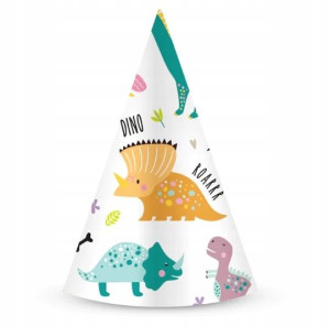 Czapeczki papierowe dinozaury DINO urodzinowe 6szt