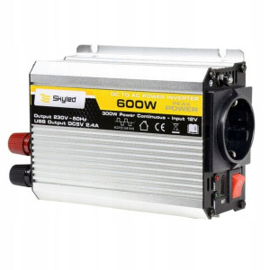 Skyled Przetwornica Samochodowa Sinusoida Modyfikowana 600w 12v 230v Usb