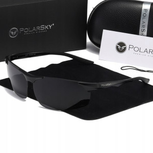 ALUMINIOWE OKULARY Z POLARYZACJĄ pełny zestaw