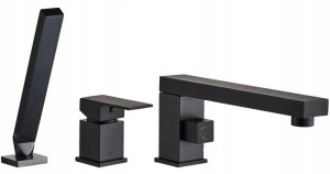 Bateria Wannowa Glen Black Słuchawka 3 otworowa