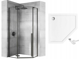 Kabina Diamond Black Prysznicowa 90x90 + Brodzik