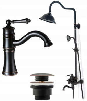 Zestaw Prysznicowy Vintage Black Rea Bateria Korek