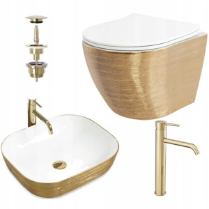 Misa WC Umywalka Nablatowa Rea Floria Gold Bateria