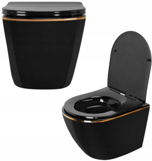 Miska WC Misa Carlo Black Gold Edge Rea Rimless