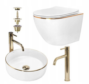 WC Carlo Gold Edge Umywalka Sami Bateria Korek