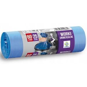 Worki na śmieci UNIWERSALNE 60L 25szt Niebieskie