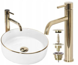 Sami Gold Edge Umywalka Nablatowa + Bateria Korek