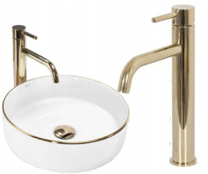 Sami Gold Edge Umywalka Nablatowa + Bateria Lungo