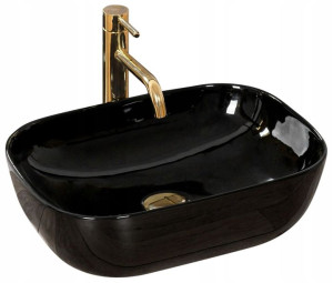 Umywalka Belinda Black Nablatowa Rea 33x46 Slim