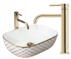 Umywalka Belinda Gold Edge Diamond Bateria Lungo