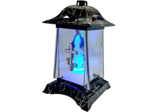 Znicz Lampion Kpl3 Czarno-biały+figurka Led