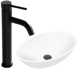 Umywalka Nablatowa Pamela Rea + Bateria Lungo Black