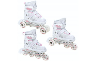 3w1 Rolki, Rolko-Wrotki, Wrotki Croxer Optima White/Pink 31-34