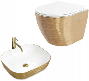 Misa WC Carlo Gold Edge + Umywalka Floria Brush