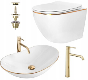 WC Carlo Gold Edge Umywalka Royal Bateria Korek