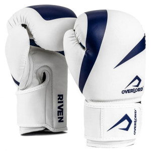 Rękawice Bokserskie sparingowe treningowe Overlord Riven Białe/BL 12 oz