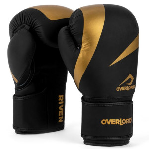Rękawice Bokserskie sparingowe treningowe Overlord Riven Złote 16 oz