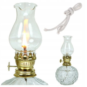 Lampa Naftowa Mosiężna Szklana Ozdobna 18cm