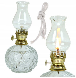 Lampa Naftowa Mosiężna Szklana Lampion 18cm Knot
